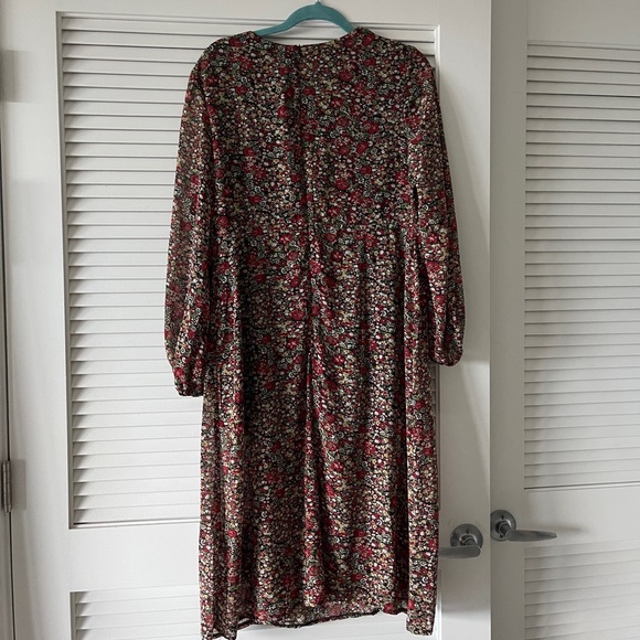 MISSGUIDED PETITE FLORAL LONG SLEVE SLIT MIDI DRESS SIZE 12 - Picture 3 of 11